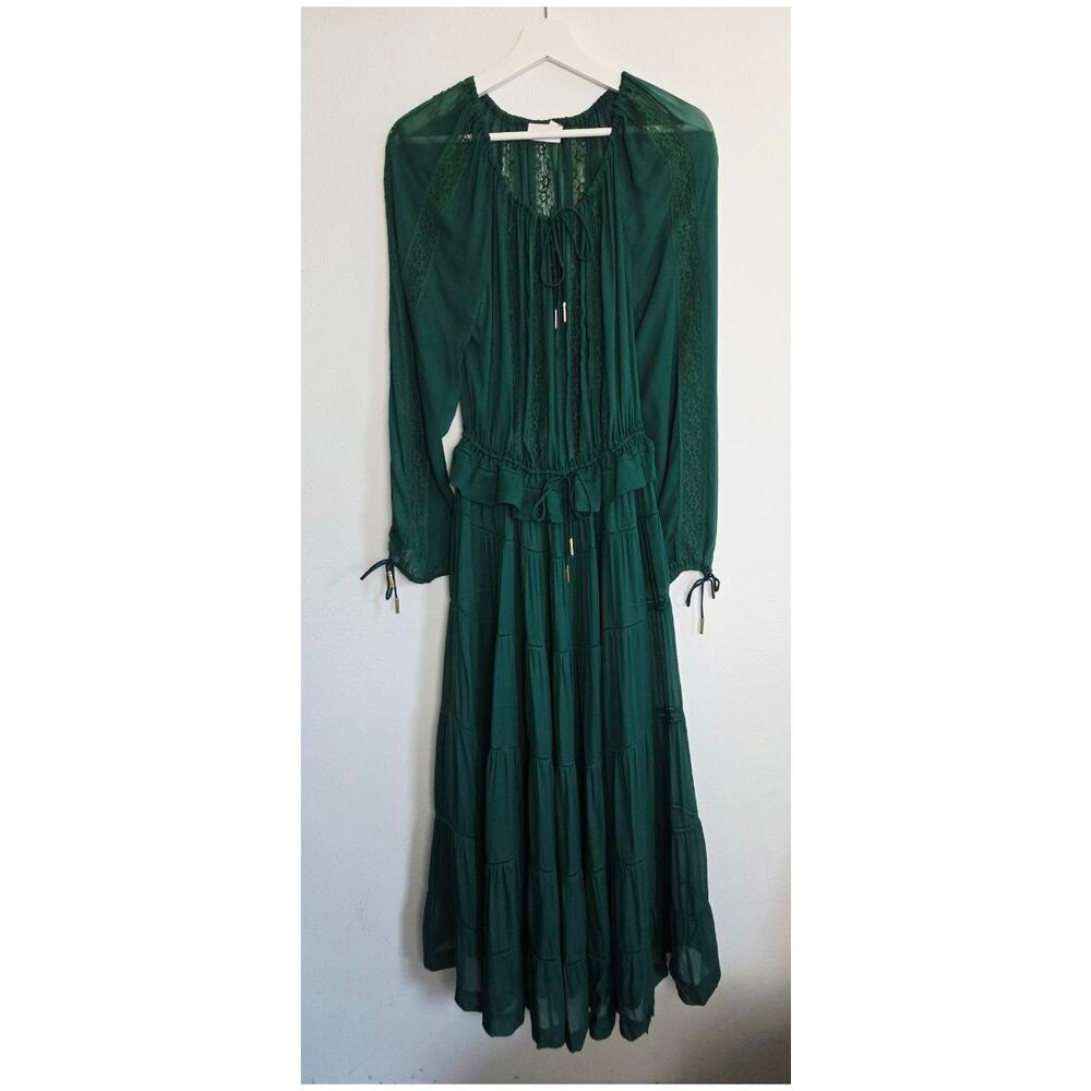 Zimmermann Deep Green Tiered Long Sleeve Maxi Dress. - Picture 2 of 12